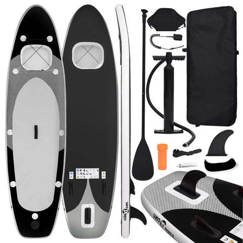 ZNTS Inflatable Stand Up Paddle Board Set Black 300x76x10 cm 93384
