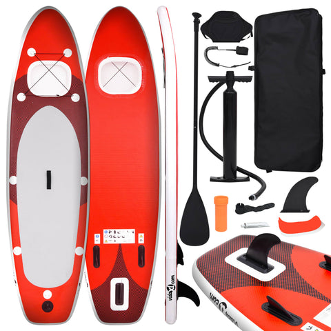 ZNTS Inflatable Stand Up Paddle Board Set Red 360x81x10 cm 93390