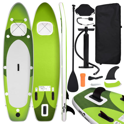 ZNTS Inflatable Stand Up Paddle Board Set Green 360x81x10 cm 93391