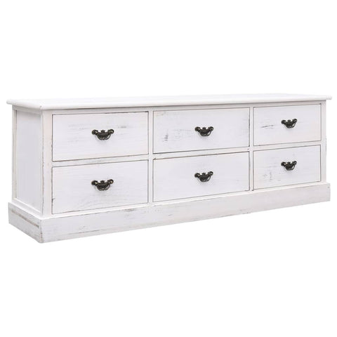 ZNTS TV Cabinet Antique White 108x30x40 cm Solid Wood Paulownia 338532