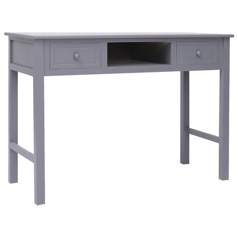 ZNTS Desk Grey 108x45x76 cm Solid Wood Paulownia 338536
