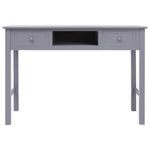 ZNTS Desk Grey 108x45x76 cm Solid Wood Paulownia 338536