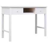 ZNTS Desk White 108x45x76 cm Solid Wood Paulownia 338537