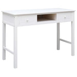 ZNTS Desk White 108x45x76 cm Solid Wood Paulownia 338537