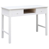 ZNTS Desk White 108x45x76 cm Solid Wood Paulownia 338537
