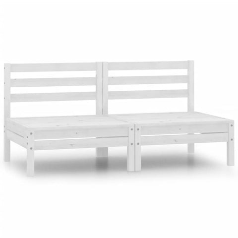 ZNTS Garden Middle Sofas 2 pcs White Solid Pinewood 806588