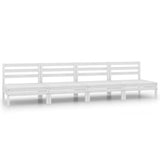 ZNTS Garden Middle Sofas 4 pcs White Solid Pinewood 806593