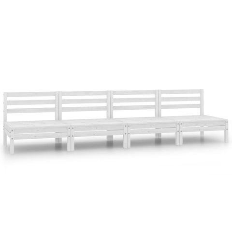 ZNTS Garden Middle Sofas 4 pcs White Solid Pinewood 806593