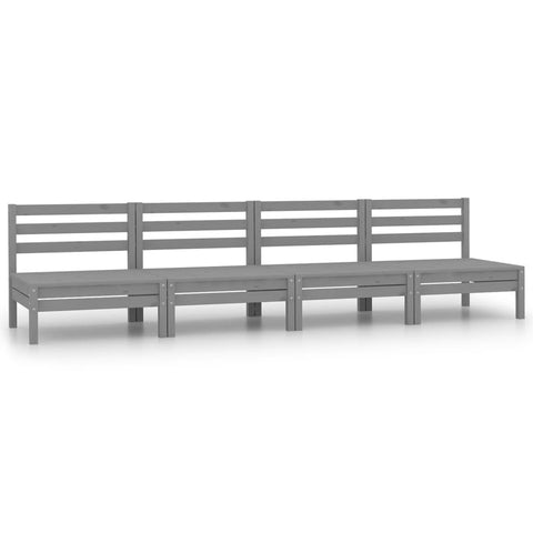ZNTS Garden Middle Sofas 4 pcs Grey Solid Pinewood 806594