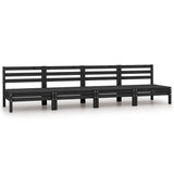 ZNTS Garden Middle Sofas 4 pcs Black Solid Pinewood 806596