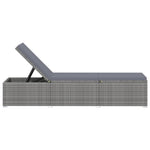 ZNTS Sun Lounger with Cushion and Tea Table Poly Rattan Grey 317113