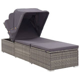 ZNTS Sun Lounger with Canopy and Cushion Poly Rattan Grey 317115