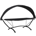 ZNTS Outdoor Lounge Bed with Canopy Black Steel and Oxford Fabric 317599