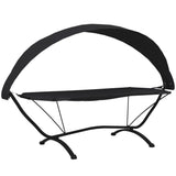 ZNTS Outdoor Lounge Bed with Canopy Black Steel and Oxford Fabric 317599