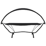 ZNTS Outdoor Lounge Bed with Canopy Black Steel and Oxford Fabric 317599