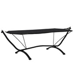 ZNTS Outdoor Lounge Bed with Canopy Black Steel and Oxford Fabric 317599
