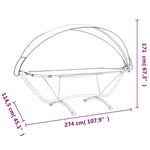 ZNTS Outdoor Lounge Bed with Canopy Black Steel and Oxford Fabric 317599
