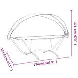 ZNTS Outdoor Lounge Bed with Canopy Black Steel and Oxford Fabric 317599