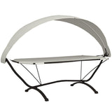 ZNTS Outdoor Lounge Bed with Canopy Cream Steel and Oxford Fabric 317601