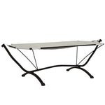 ZNTS Outdoor Lounge Bed with Canopy Cream Steel and Oxford Fabric 317601