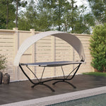 ZNTS Outdoor Lounge Bed with Canopy Cream Steel and Oxford Fabric 317601
