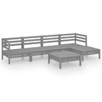 ZNTS 6 Piece Garden Lounge Set Solid Pinewood Grey 3082684
