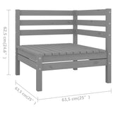 ZNTS 6 Piece Garden Lounge Set Solid Pinewood Grey 3082684