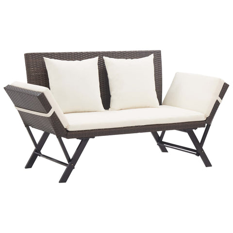 ZNTS Garden Bench with Cushions Brown 176 cm Poly Rattan 317182