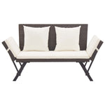 ZNTS Garden Bench with Cushions Brown 176 cm Poly Rattan 317182