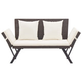 ZNTS Garden Bench with Cushions Brown 176 cm Poly Rattan 317182