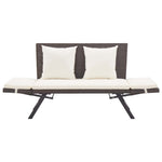 ZNTS Garden Bench with Cushions Brown 176 cm Poly Rattan 317182