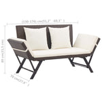 ZNTS Garden Bench with Cushions Brown 176 cm Poly Rattan 317182