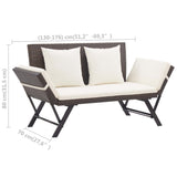 ZNTS Garden Bench with Cushions Brown 176 cm Poly Rattan 317182