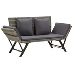 ZNTS Garden Bench with Cushions Grey 176 cm Poly Rattan 317183