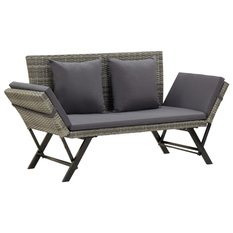 ZNTS Garden Bench with Cushions Grey 176 cm Poly Rattan 317183