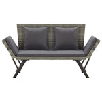 ZNTS Garden Bench with Cushions Grey 176 cm Poly Rattan 317183