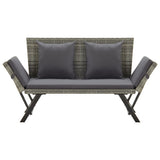 ZNTS Garden Bench with Cushions Grey 176 cm Poly Rattan 317183