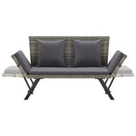 ZNTS Garden Bench with Cushions Grey 176 cm Poly Rattan 317183
