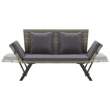 ZNTS Garden Bench with Cushions Grey 176 cm Poly Rattan 317183