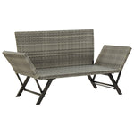 ZNTS Garden Bench with Cushions Grey 176 cm Poly Rattan 317183