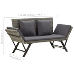 ZNTS Garden Bench with Cushions Grey 176 cm Poly Rattan 317183