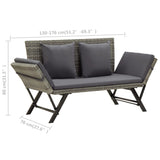 ZNTS Garden Bench with Cushions Grey 176 cm Poly Rattan 317183