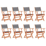ZNTS Folding Garden Chairs 8 pcs Grey Solid Eucalyptus Wood&Textilene 3086965