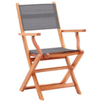 ZNTS Folding Garden Chairs 8 pcs Grey Solid Eucalyptus Wood&Textilene 3086965