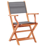 ZNTS Folding Garden Chairs 8 pcs Grey Solid Eucalyptus Wood&Textilene 3086965