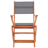 ZNTS Folding Garden Chairs 8 pcs Grey Solid Eucalyptus Wood&Textilene 3086965