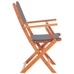 ZNTS Folding Garden Chairs 8 pcs Grey Solid Eucalyptus Wood&Textilene 3086965