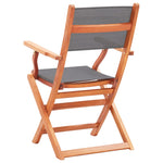 ZNTS Folding Garden Chairs 8 pcs Grey Solid Eucalyptus Wood&Textilene 3086965