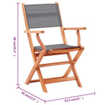 ZNTS Folding Garden Chairs 8 pcs Grey Solid Eucalyptus Wood&Textilene 3086965