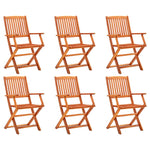 ZNTS Folding Garden Chairs 6 pcs Solid Eucalyptus Wood 3087147